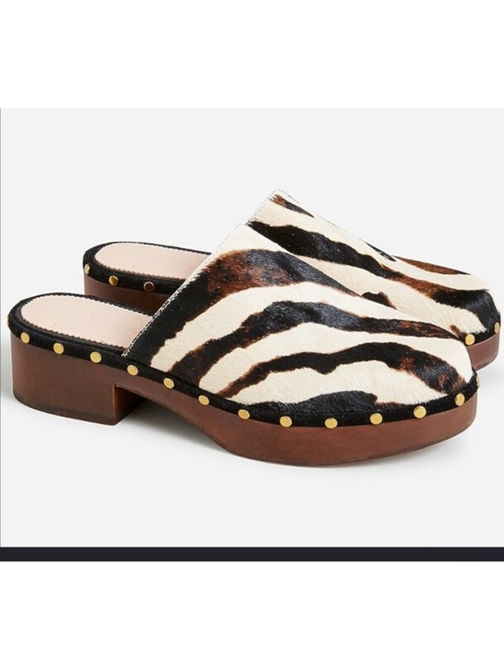 J.Crew Leather Dakota Calf Hair Convertible Wooden Clogs Size 7.5 Retail $168